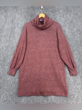 ASOS Heathered Burgundy Fall Boho Cozy Turtleneck Sweater Mini Dress Size 4